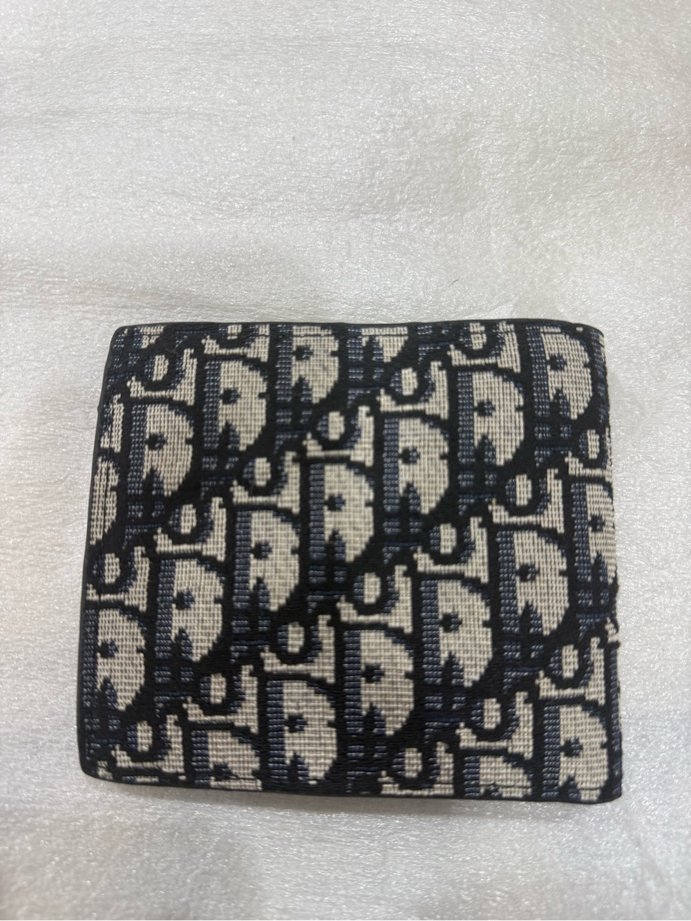 Dior Oblique Canvas Bifold Wallet in Navy & Beige